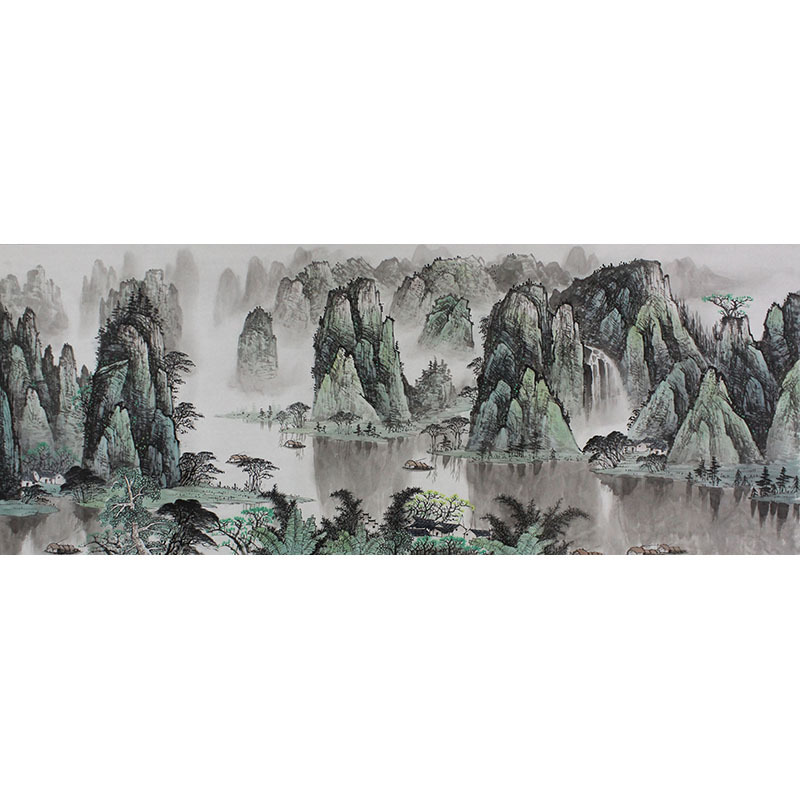 国画横幅 桂林山水漓江风景画芯批发客厅办公室装饰纯手绘65-284国画