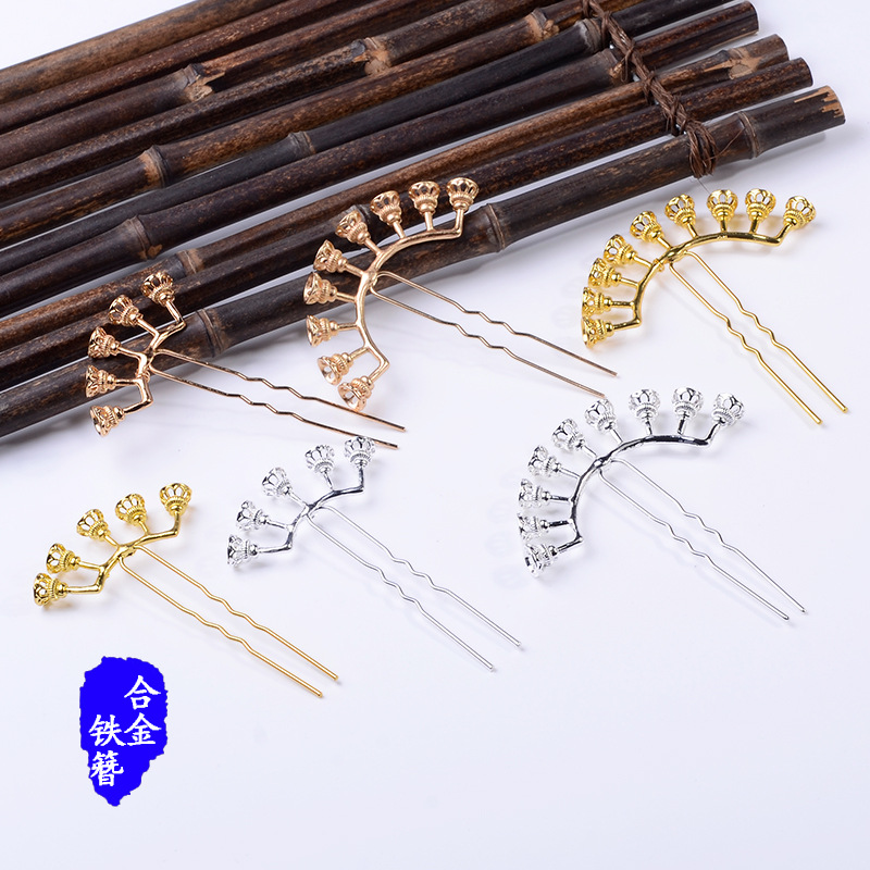 Alloy Material New Nine Row Size Hairpin DIY Antique Accessories Handmade Material Factory Wholesale