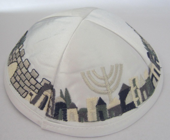 定制跨境速卖通国际站色丁犹太帽出口四片刺绣民族帽