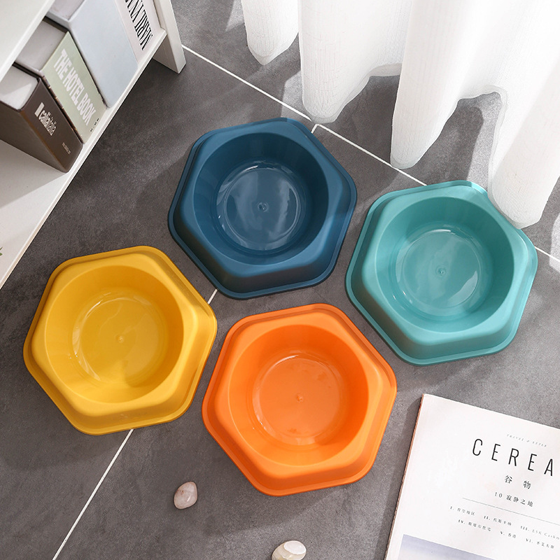 Pet Bowl Dog Bowl Easy to Clean Pet Supplies Large, Medium and Small Dog Tableware Color Pp Hexagonal Dog Bowl Single Bowl