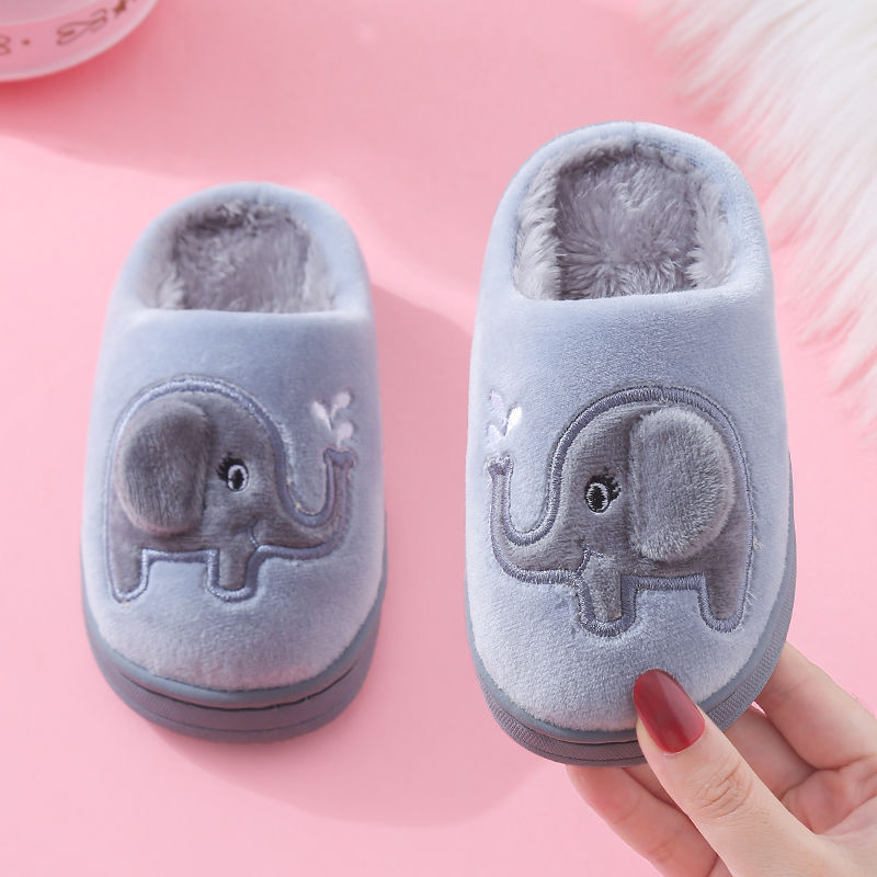 Cotton-Padded Shoes for Boys and Girls Cotton Slippers Autumn and Winter Middle and Big Children Cartoon Extra Thick Parent-Child Home Woolen Slipper
