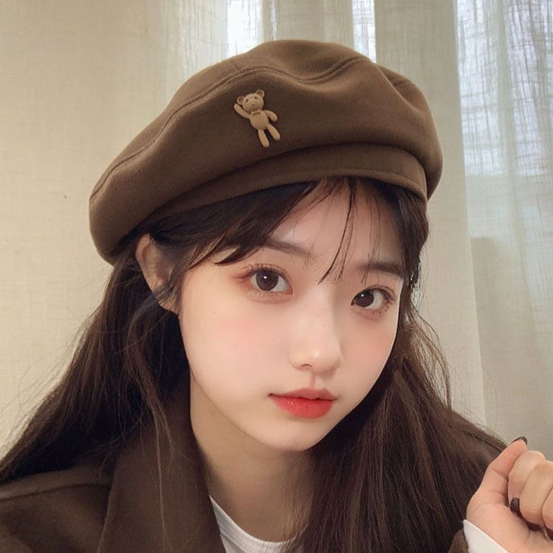 女孩帽子时尚潮帽系女孩贝雷帽时尚潮女童可爱画家帽宝宝小熊帽子