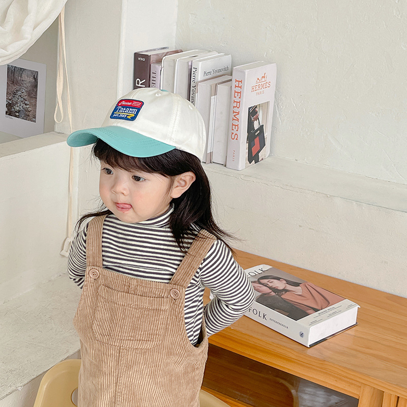 INS Children's Hat Spring and Autumn Stitching Peaked Cap Baby Spring Thin Baseball Cap Boys and Girls Sun Hat Tide