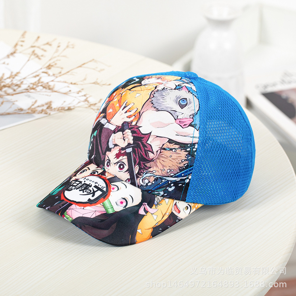 Cross-Border Amazon Sun Hat Kimetsu No Yaiba Printed Baseball Cap Men and Women Children's Peaked Cap Cartoon Hat Wholesale