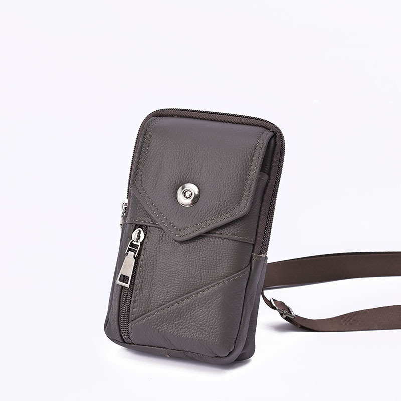 Retro Leather One-Shoulder Mobile Phone Bag Men's Multifunctional Crossbody Mobile Phone Waist Bag Outdoor Portable Fashion Coin Purse