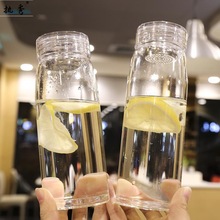 小玻璃杯韩版简约带茶隔过滤网泡茶子女透明清新水杯男女学生杯