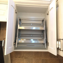 TD61加厚升降拉篮收纳得吊柜下升厨房橱柜不锈钢铝合金橱柜下拉置