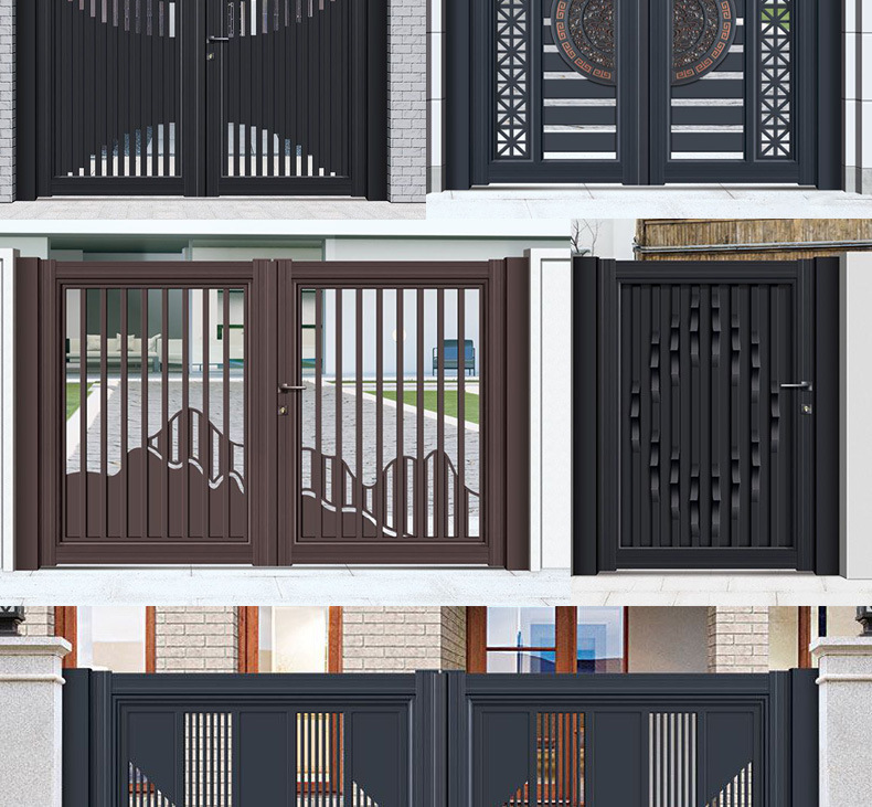 别墅家用小区中式围墙推拉电动平移铝合金铝艺大门对开双开庭院门