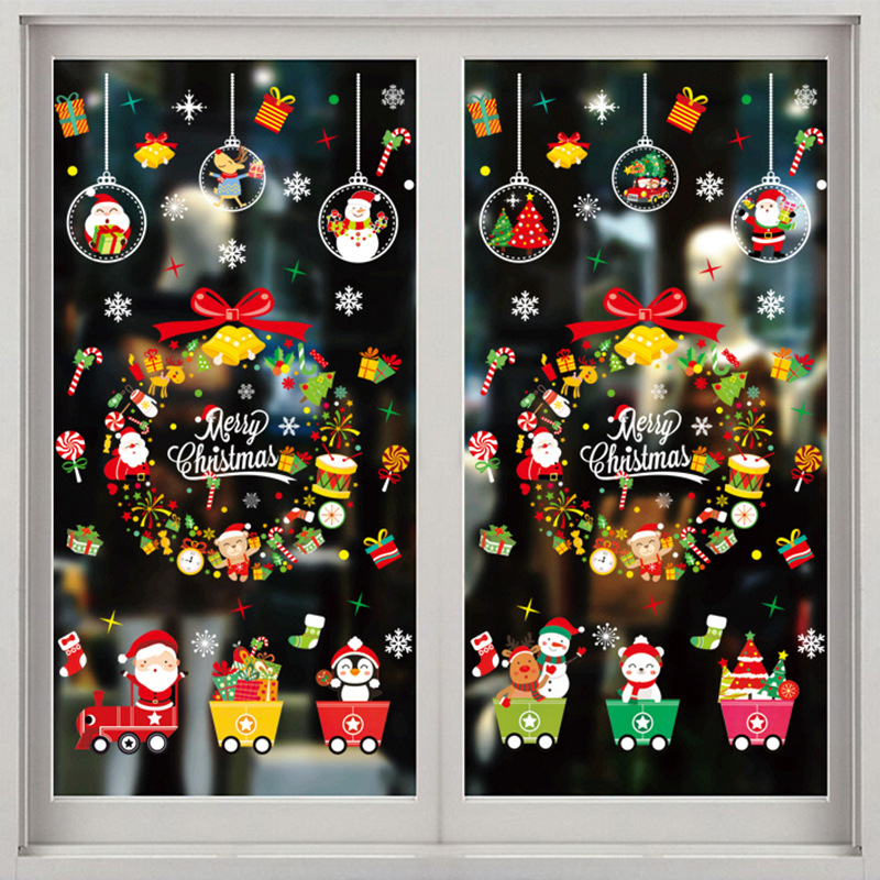 2023 New Large Color Christmas Stickers Glue-Free Static Stickers Glass Window Sticker Christmas Decoration Stickers