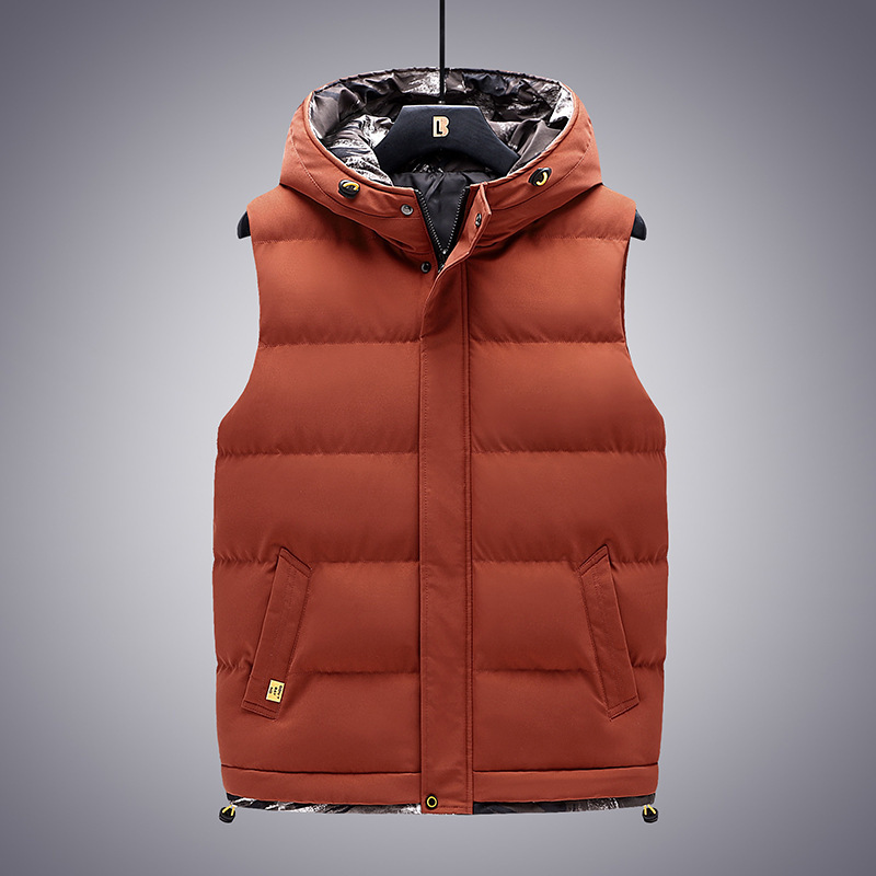 连帽马甲男秋冬季休闲加棉保暖带帽坎肩工装外穿潮流百搭帅气马夹