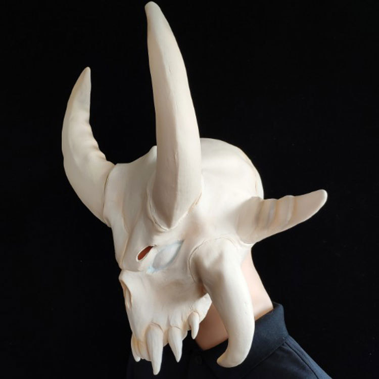 恐怖堡垒之夜骷髅面具新款牛角牛骨头搞怪头套道具万圣节舞会面罩