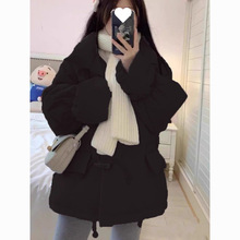 羽绒棉服2025新款女装宽松棉袄冬季小个子牛角扣面包棉衣外套
