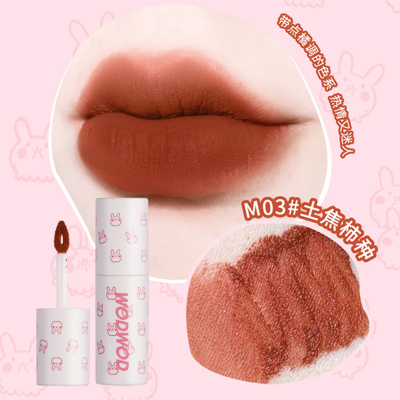 Makeup Wodwod Light Pink Mist Lip Mud Matte Finish Lip and Cheek Dual-Use Student Party Does Not Fade No Stain on Cup Lip Lacquer