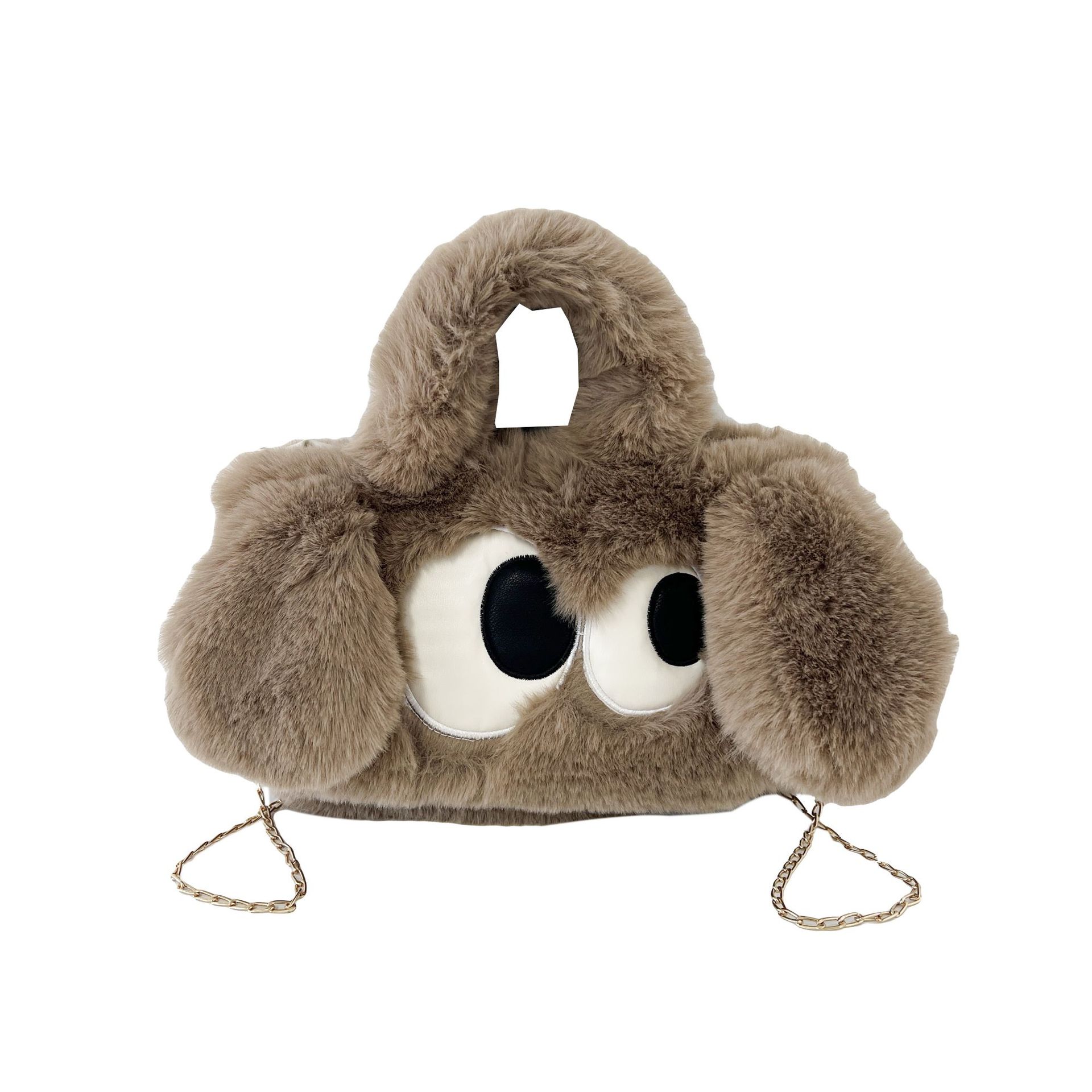 Cute Plush Bag Plush Bag Bag Autumn and Winter Maillard Bag Cute Big Eye Plush Bag Portable Shoulder Messenger Bag Fur Bag