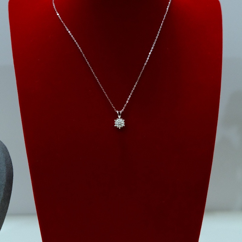 5克拉莫桑钻项链女款纯银六爪人工钻石锁骨链单钻 一颗钻吊坠