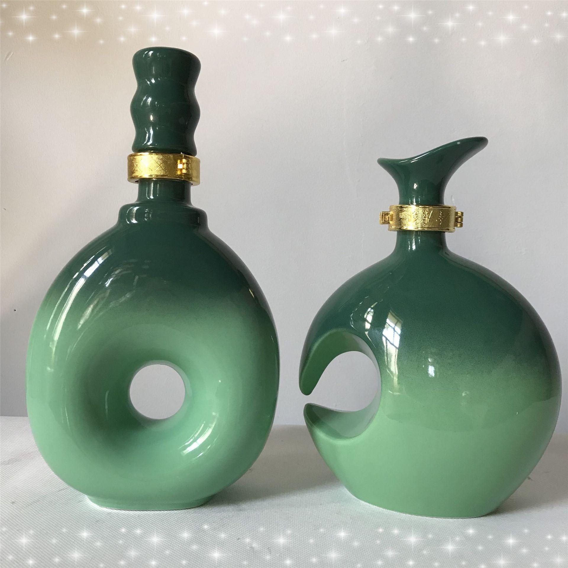 【现货景德镇陶瓷酒瓶拿样5折包邮】太阳月亮瓶1斤个性陶瓷空酒瓶