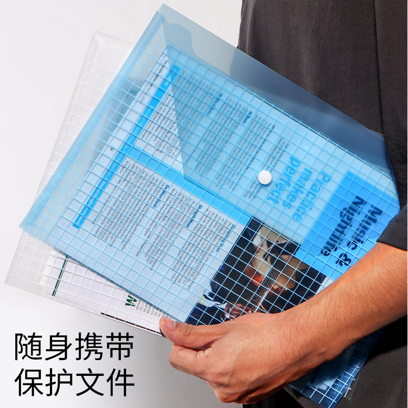 Chenguang Button Bag Twill A4 Document Information Bag Test Paper Storage Bag Office Snap-Fastener File Bag Adm94517