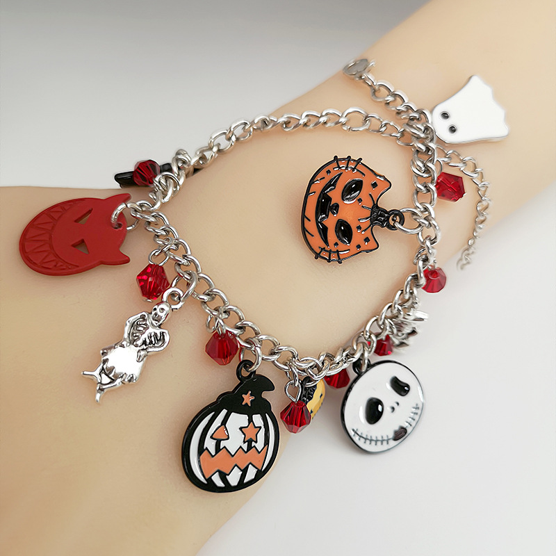 Halloween New Pumpkin Skull Bracelet Female Personality Creative Exaggerating Bracelet Dark Style Niche Accessories Wholesale