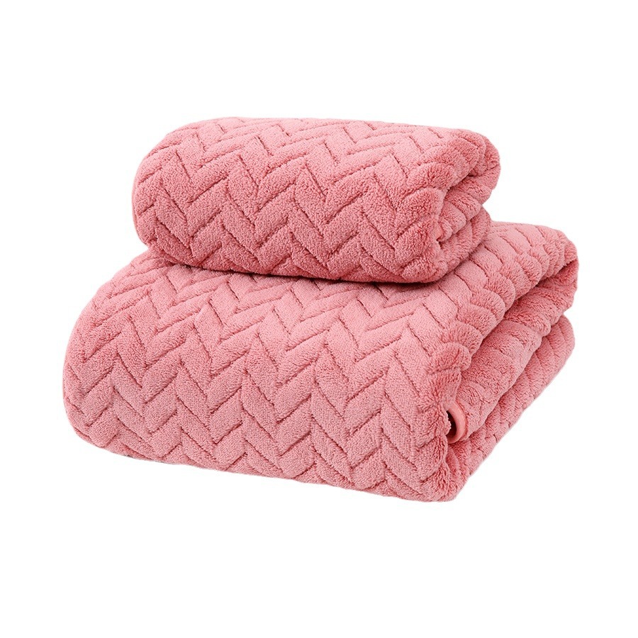 Plain Towel Set Bath Towels Customizable Wheat Pineapple Plaid Stripes Water-Absorbing Quick-Drying Coral Fleece Covers