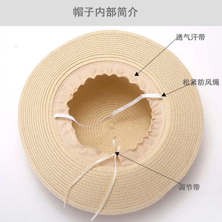 Hat Women's Summer Korean-Style Wide Brim Seaside Beach Sun Hat Foldable Bow Straw Hat Women's Sun Protection Sun Hat