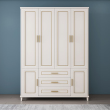 美式实木衣柜衣柜子4四门简约现代欧式卧室组合衣橱木质组装家具.