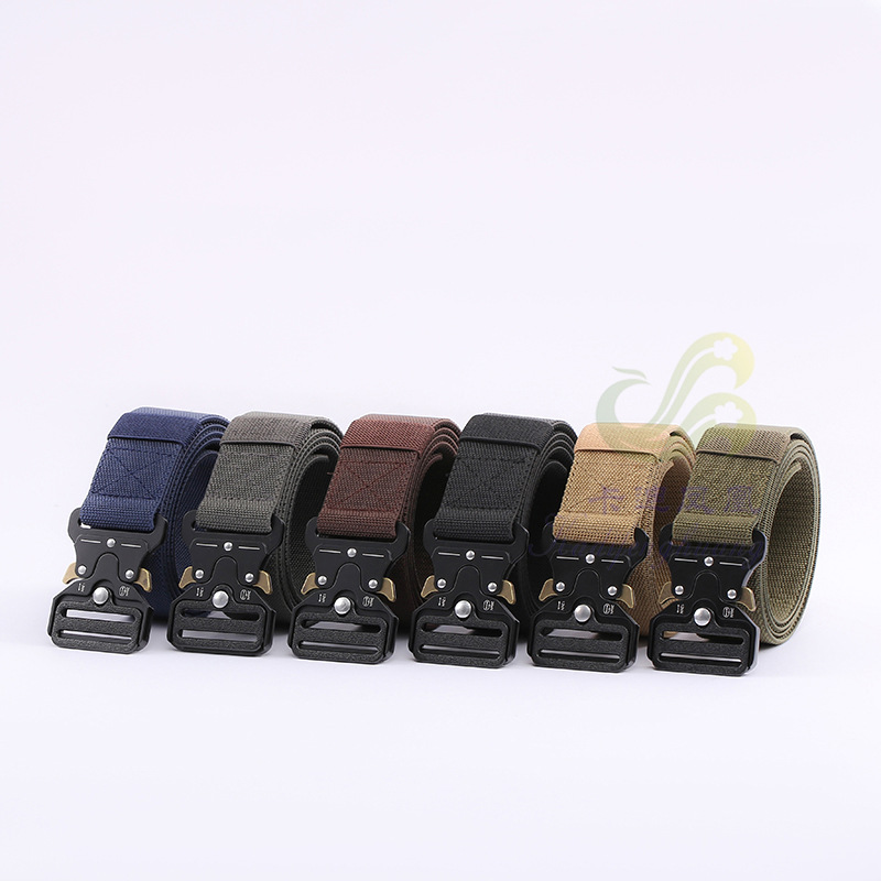 New Nylon Cloth Belt Men‘s Outdoor Tactics Belt Factory in Stock Wholesale Elastic Belt Cobra Release Buckle