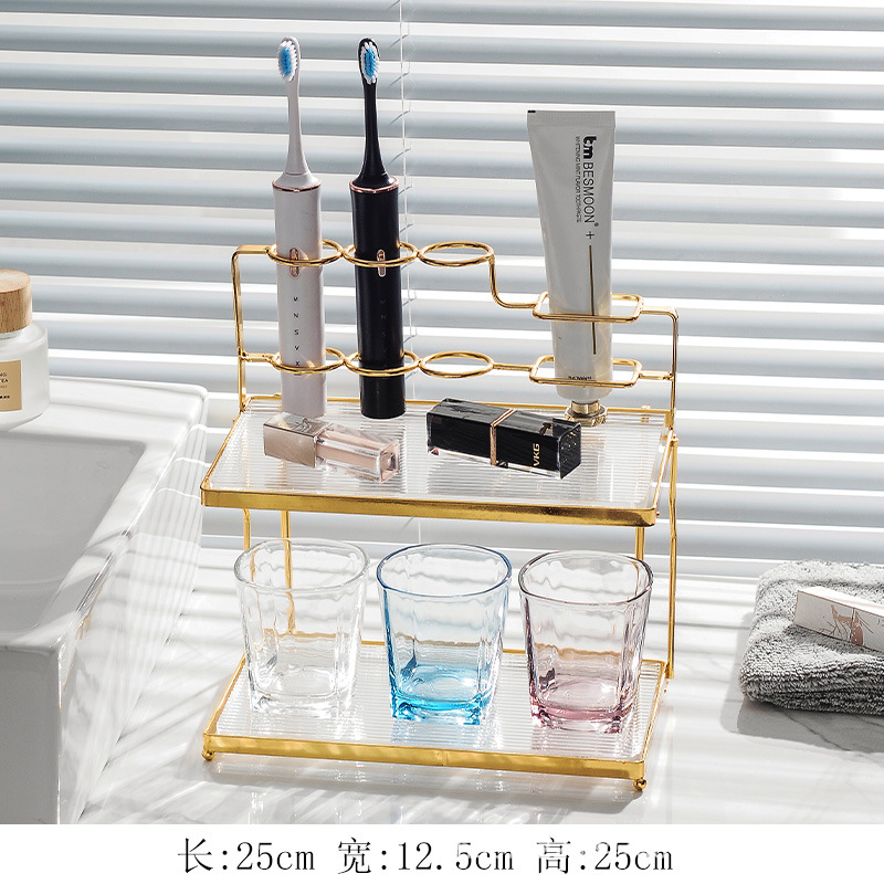 Wholesale Light Luxury Toothbrush Rack Bathroom Punch-Free Tooth Glass Suit Tooth Cup Tooth Mug Multifunctional Storage