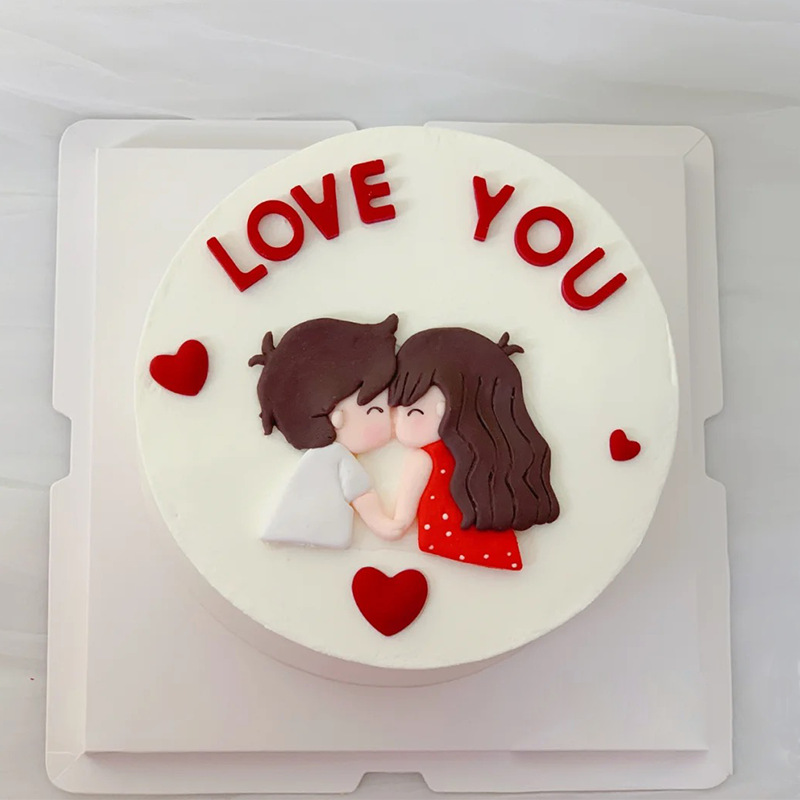 七夕情侣蛋糕装饰摆件卡通亲嘴男孩女孩插件生日甜品台装扮插牌