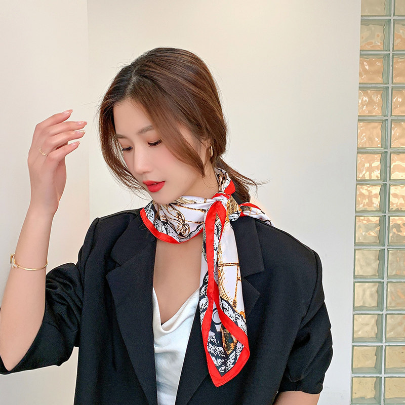 沙漠小方巾丝巾法式头巾春秋女包头搭配衬衫感夏季