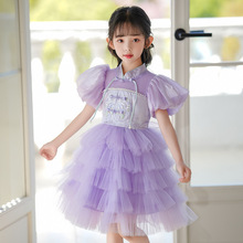 2024夏季新款女童公主裙网纱礼服幼儿园六一儿童节表演服装连衣裙