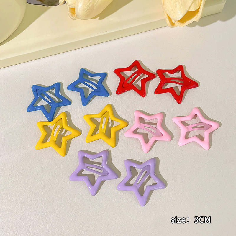 XINGX Hairpin Color Children's Hair Accessories Girls' Cute Baby Headdress Pentagram Hairpin Little Girl's Broken Hair Bb Clip