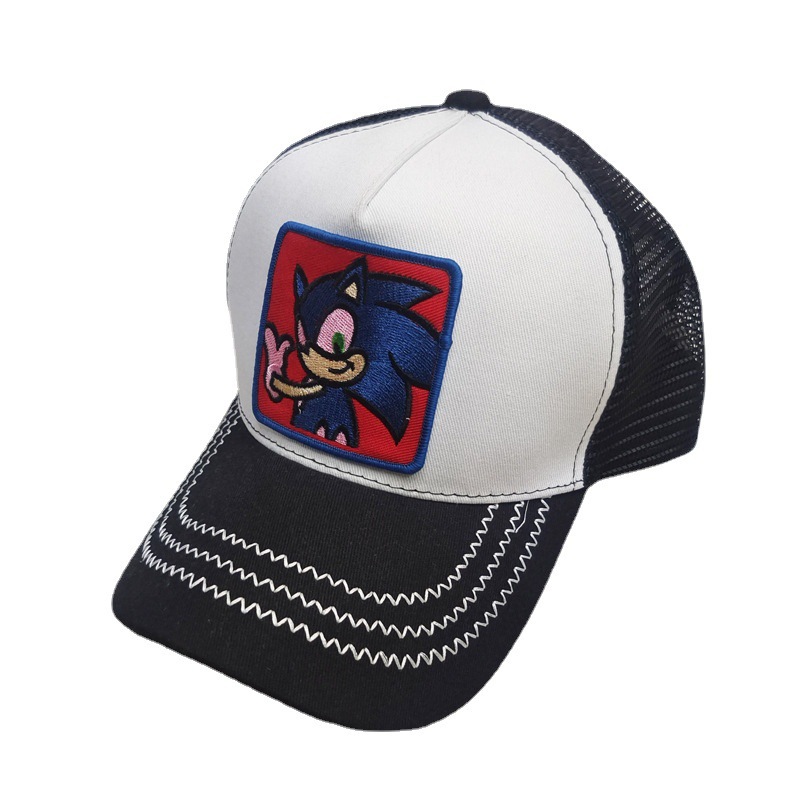 Cross-Border Hedgehog Sonic Embroidered Baseball Cap Patch Sonic the Hedgehog Breathable Net Cap Men's and Women's Elf Peaked Cap