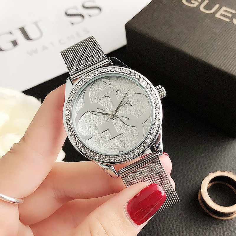 厂家直供新款镶钻天鹅手表不锈钢网带女士手表抖音热款网红石英表