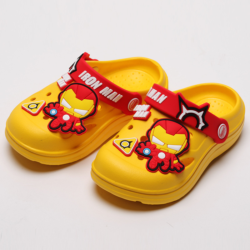 Disney Closed Toe Anti-Collision Iron Man Children's Slippers Summer Indoor Non-Slip Cartoon Kid Baby Beach Hole Shoes