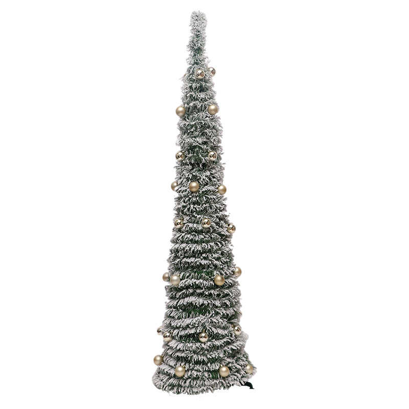 Cross-Border New Christmas Decorations Led Flocking PVC Folding Christmas Tree Package Christmas Decoration Ornaments