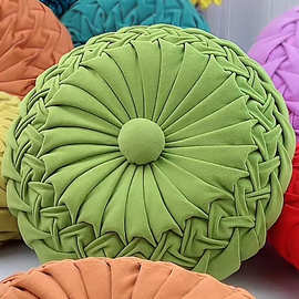 自己缝手工diy抱枕材料圆形南瓜元宝枕客厅沙发飘窗靠垫汽车腰靠