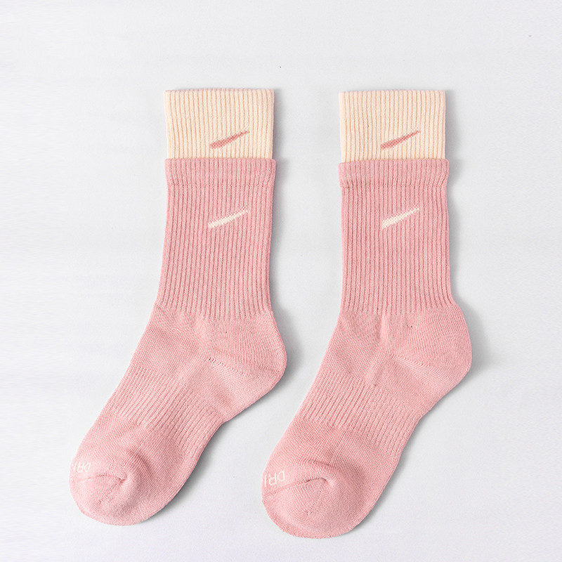 Suwannike Socks Color Double-Layer Stitching Men's and Women's Mid-Length Towel Bottom Sports Socks One-Piece Delivery