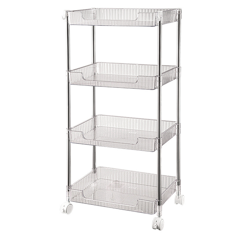 Rectangular Storage Rack Trolley Pet Bathroom Bedroom Gap Storage Rack Movable Multi-Layer Floor Storage