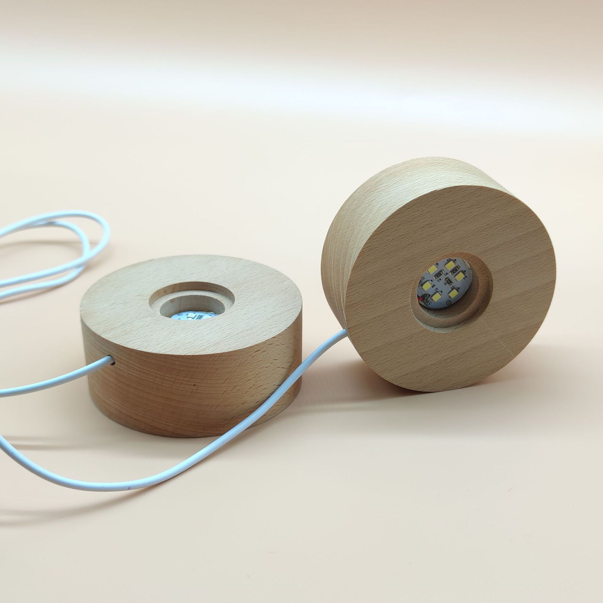 diy实木亚克力发光底座 酒瓶木质led小夜灯 实木床头汽车摆件灯座