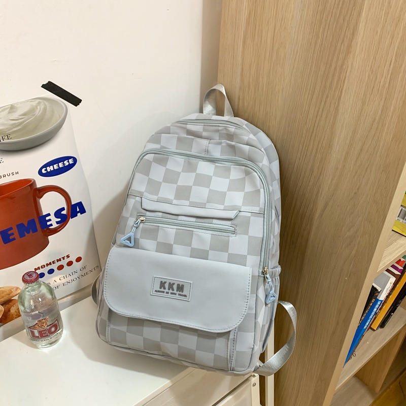 Women's Backpack Wholesale 2023 New Japanese Trendy Fashion Plaid Backpack Korean Middle School and College Schoolbag