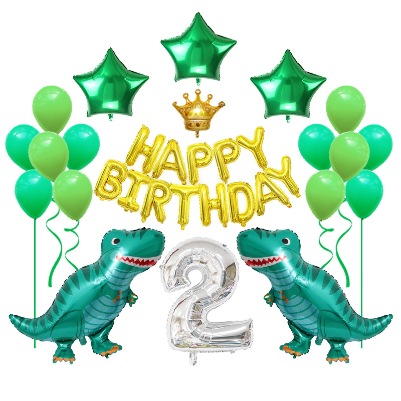 Dinosaur Balloon Set Happy Birthday Set Party Theme Decoration Background Aluminum Film Balloon