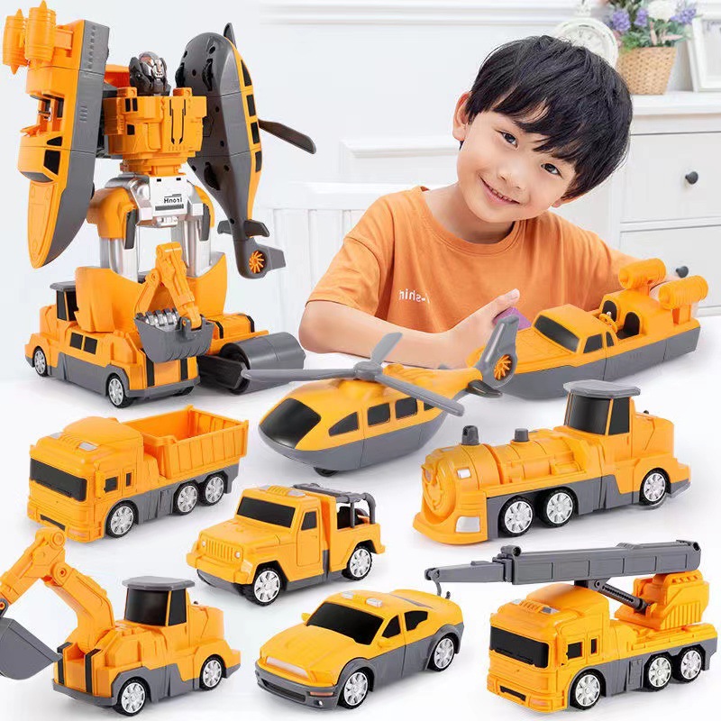Children's Variety Magnetic Assembly Engineering Vehicle Puzzle Building Blocks Robot Magnetic Splicing Car Toys Boy Gift