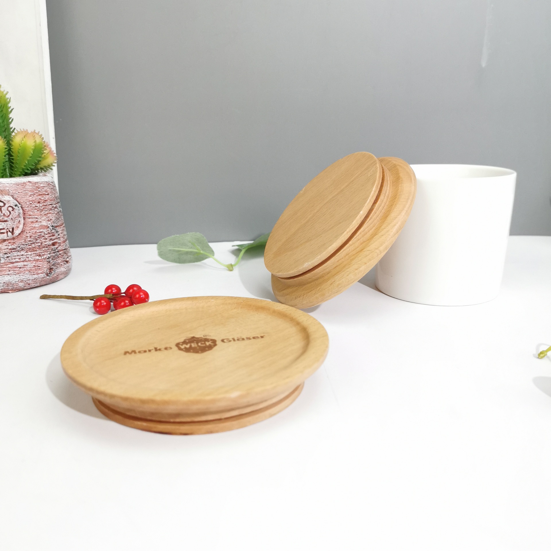 木质杯盖 圆形玻璃瓶盖陶瓷杯盖木盖子木杯盖通用 木质马克杯盖