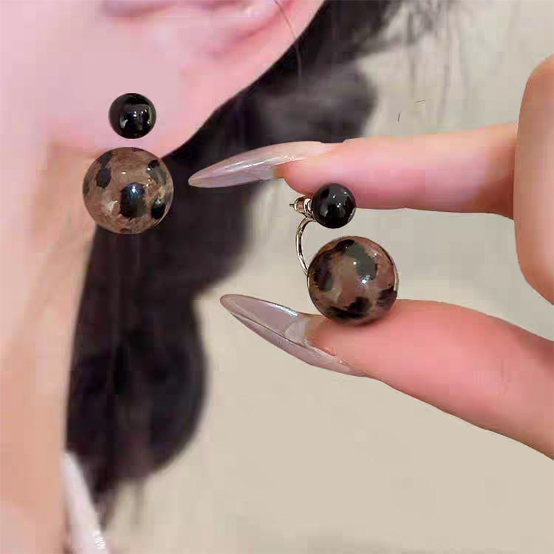 欧美时尚气质高级感耳圈女个性小众复古豹纹夸张耳环2024新款耳饰