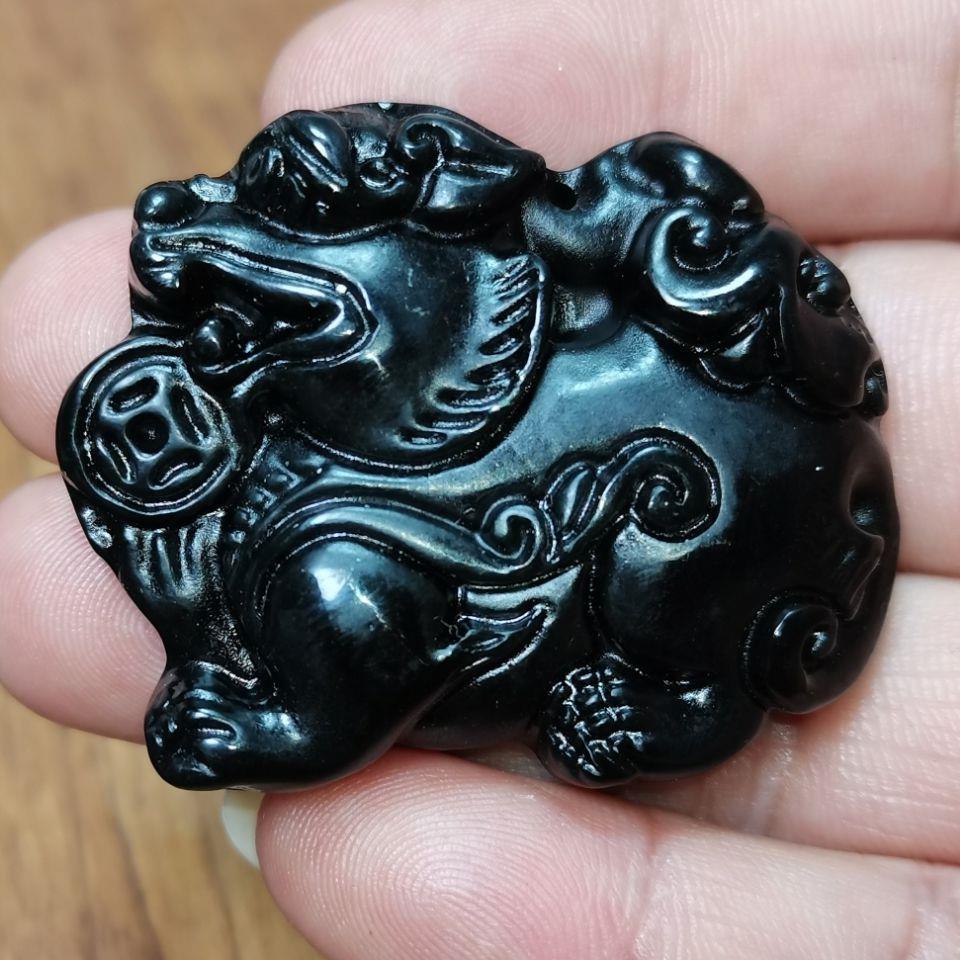 墨绿玉财貔貅新疆墨玉玉石吊坠挂件真玉蛇纹石 吊坠