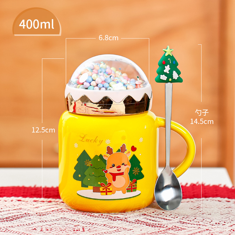 Cross-Border Creative Cartoon Santa Claus Ceramic Mug Christmas with Lid Large Capacity Gift Cup Milk Cup