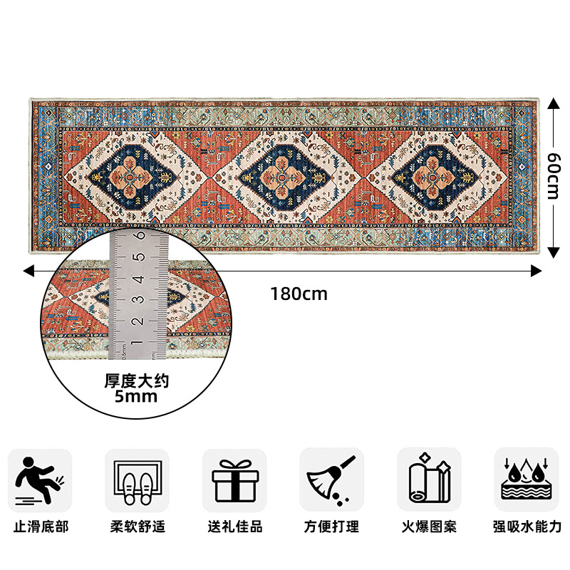 Carpet Entrance Door Floor Mat Household Door Short Plush TPR Non-Slip Washed Bottom Strip Carpet Mat Wholesale