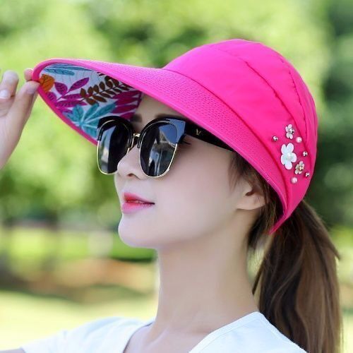 Sun Hat Women's Summer Cycling Big Brim Versatile Korean Style Sun Hat Student Sun Hat Empty Top Hat Foldable