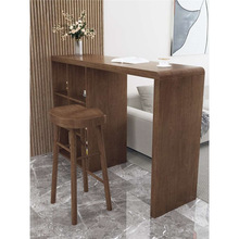 实木吧台桌隔断柜一体餐桌 家用小吧台客厅厨房靠墙高脚桌 长条桌