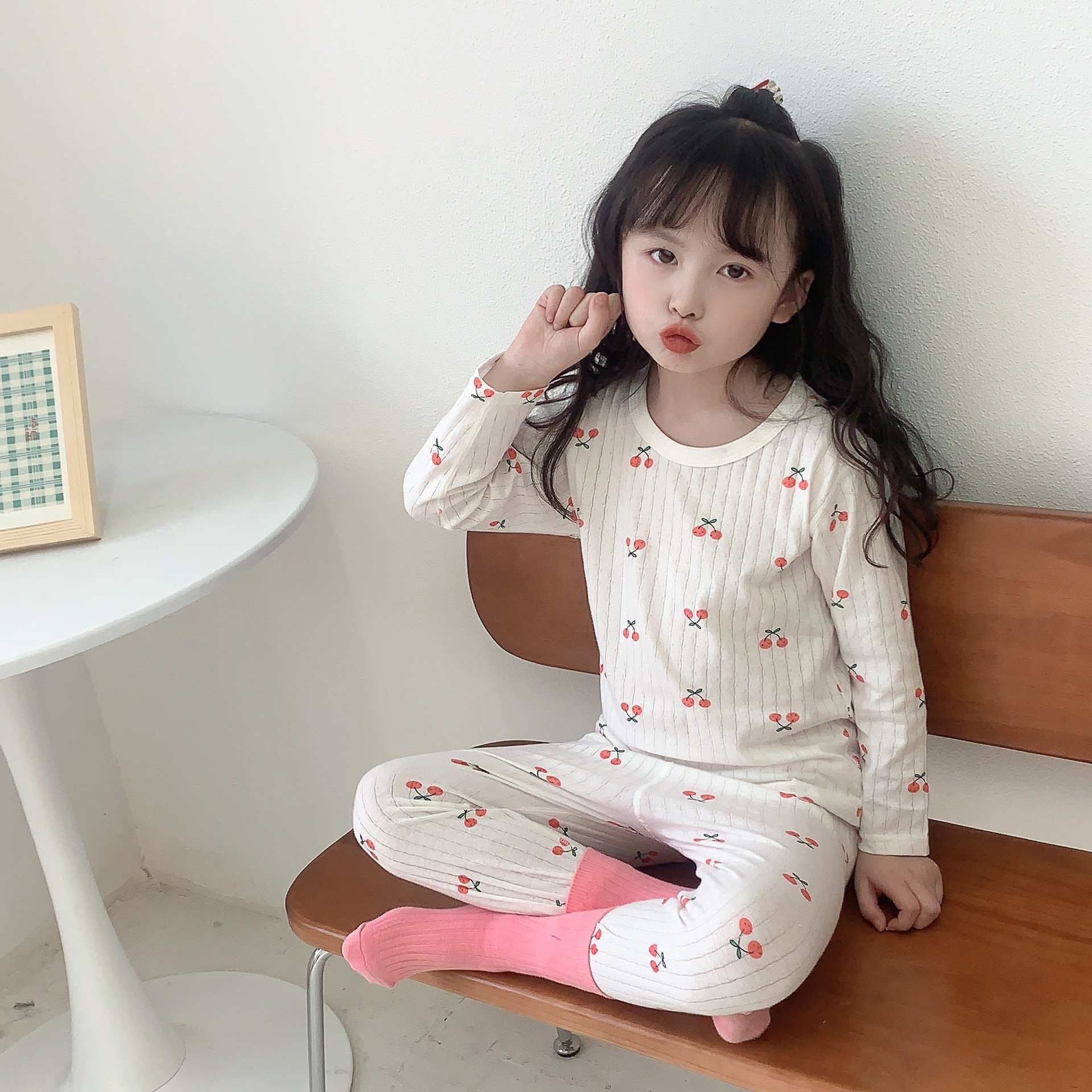 儿童长袖空调服男孩夏季薄款纯棉睡衣男女童套装中大童女孩家居服